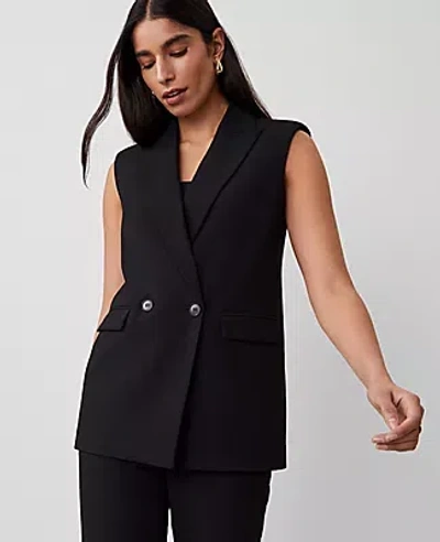 Ann Taylor The Oversized Double-breasted Vest In Black