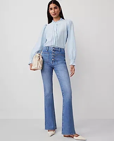 Ann Taylor The Patch Pocket Flare Jean In Light Vintage Indigo Wash