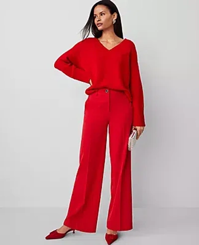 Ann Taylor The Perfect Wide Leg Pant In Iconic Red