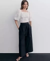 Ann Taylor The Petite Belted Cropped Palazzo Pant In Black