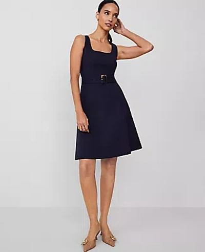Ann Taylor The Petite Belted Flare Dress In Night Sky