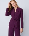 Ann Taylor The Petite Belted Shawl Collar Blazer In Purple