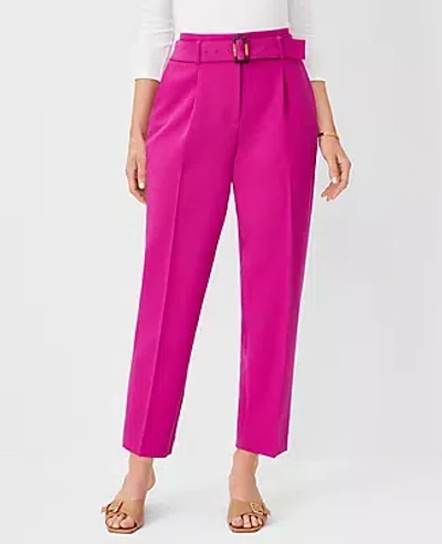 Ann Taylor The Petite Belted Taper Pant - Curvy Fit In Magenta Shadow