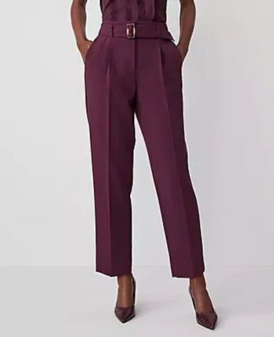 Ann Taylor The Petite Belted Taper Pant - Curvy Fit In Plum Rose