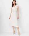 Ann Taylor The Petite Belted V-neck Midi Dress In Fluid Crepe In Ivory Whisper
