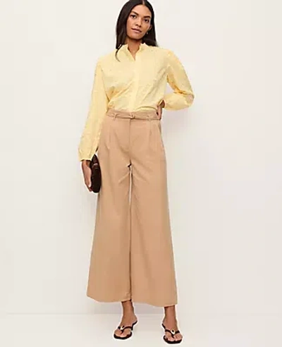 Ann Taylor The Petite Belted Wide-leg Ankle Pant In Neutral