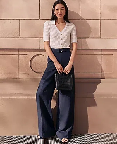Ann Taylor The Petite Belted Wide-leg Pant In Black