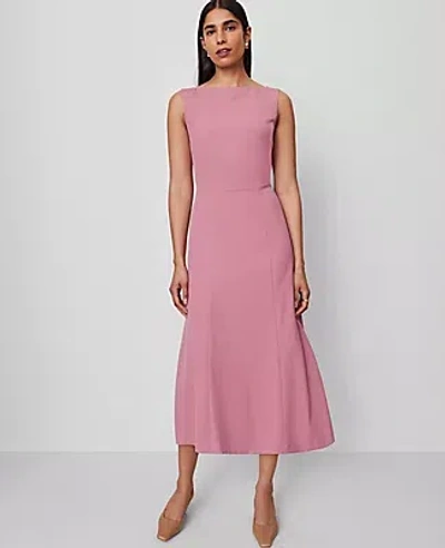 Ann Taylor The Petite Boatneck Flare Dress In Pink
