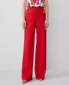 Ann Taylor The Petite Button Trim Sailor Wide-leg Pant — Curvy Fit In Bright Cherry