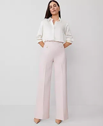 Ann Taylor The Petite Button Trim Sailor Wide-leg Pant In Pink/white Combo