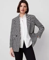 Ann Taylor The Petite Checked Relaxed Double Breasted Blazer In Black