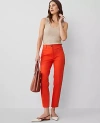 Ann Taylor The Petite Cotton Crop Pant In Deep Flame Orange