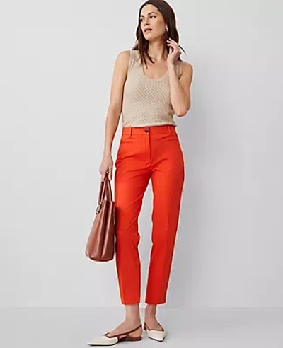 Ann Taylor The Petite Cotton Crop Pant In Deep Flame Orange