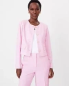 Ann Taylor The Petite Cropped Crew Neck Jacket In Crosshatch In Fragrant Lilac