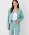 Ann Taylor The Petite Cropped Crew Neck Jacket In Texture In Peacock Teal Melange