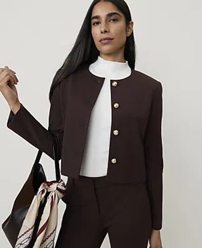 Ann Taylor The Petite Crew Neck Jacket In Pure Chocolate