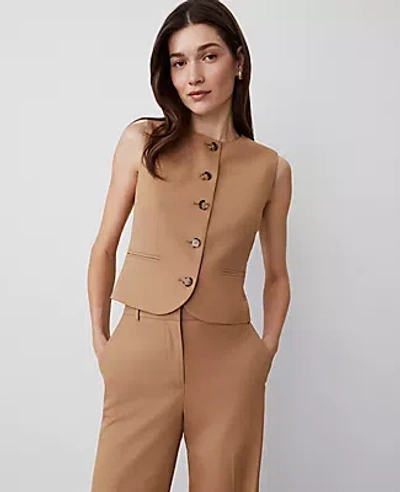 Ann Taylor The Petite Cropped Crew Neck Vest In Perfect Camel