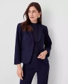 Ann Taylor The Petite Cropped Two Button Blazer In Stretch Cotton In Night Sky