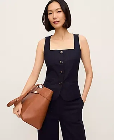 Ann Taylor The Petite Cutaway Square Neck Vest In Black