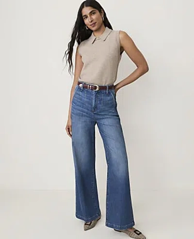 Ann Taylor The Petite Darted Waist Trouser Jean In Luxe Medium Wash