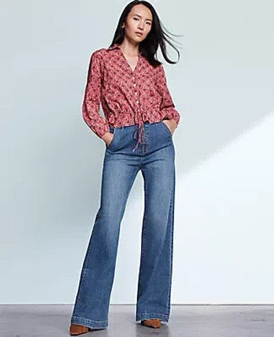 Ann Taylor The Petite Denim Trouser Pant In Blue