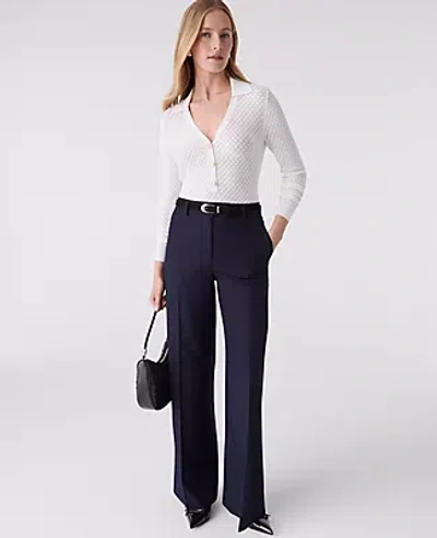 Ann Taylor The Petite Dotted Wide-leg Flare Trouser