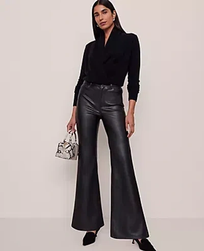 Ann Taylor The Petite Faux Leather Flare Pant In Black