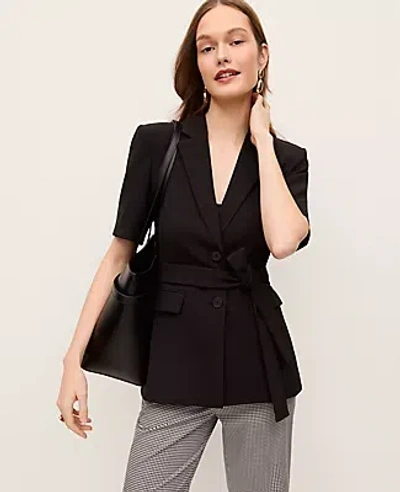 Ann Taylor The Petite Fitted Belted Blazer In Black