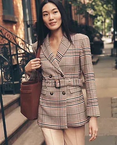 Ann Taylor The Petite Fitted Belted Blazer In Neutral