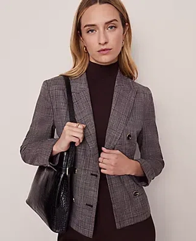 Ann Taylor The Petite Fitted Double Breasted Blazer In Gray