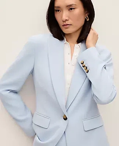 Ann Taylor The Petite Fitted Long Blazer In Blue