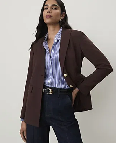 Ann Taylor The Petite Fitted Long Blazer In French Mocha