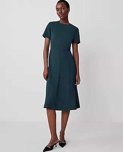 Ann Taylor The Petite Flare Dress In Deep Slate Green