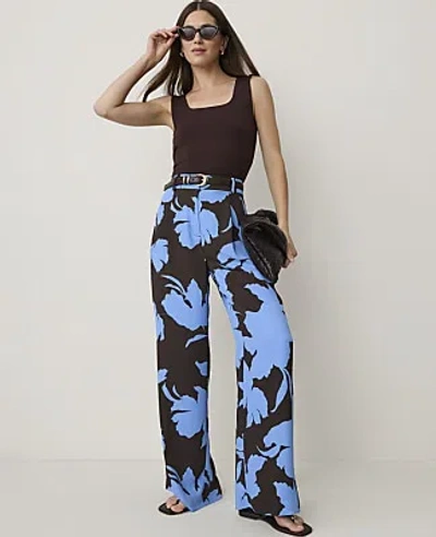 Ann Taylor The Petite Floral Pleated Wide-leg Pant In Light Blue B