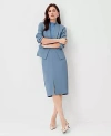Ann Taylor The Petite Front Slit Pencil Skirt In Crepe In Blue Echo
