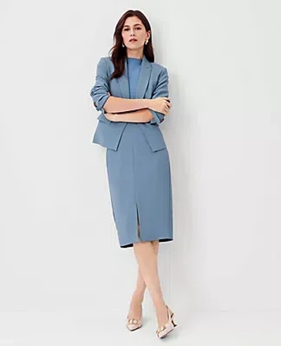 Ann Taylor The Petite Front Slit Pencil Skirt In Crepe In Blue Echo