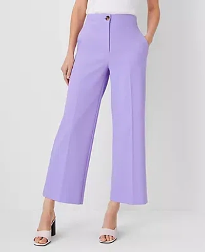 Ann Taylor The Petite High Rise Kate Wide Leg Crop Pant In Texture In Purple Petal
