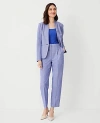 Ann Taylor The Petite High Rise Pleated Taper Pant In Crosshatch In Azurine Blue