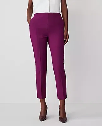 Ann Taylor The Petite High Rise Size Zip Ankle Pant In Plum Burst