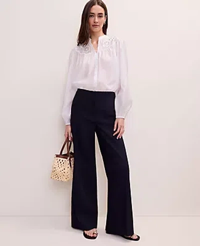 Ann Taylor The Petite Linen Blend Trouser In Black