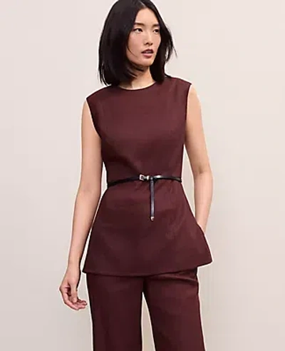 Ann Taylor The Petite Long Crew Neck Top In Brown
