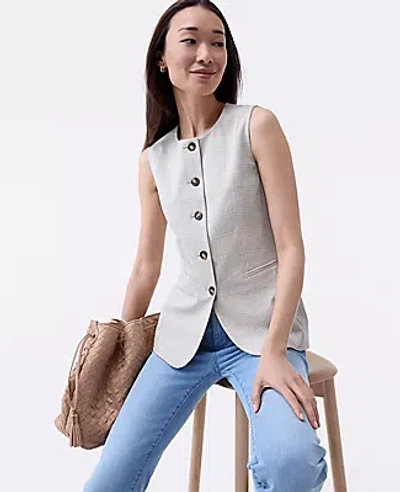 Ann Taylor The Petite Long Crew Neck Vest In White