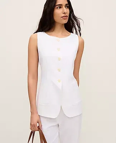 Ann Taylor The Petite Long Crew Neck Vest In White