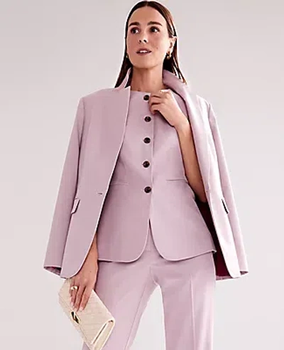 Ann Taylor The Petite Long Notched One Button Blazer In Rosy Mauve