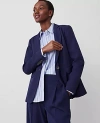 Ann Taylor The Petite Long One Button Notched Blazer In Navy