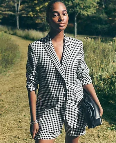Ann Taylor The Petite Longline Blazer In Black/white Multi