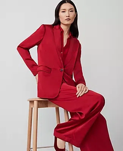 Ann Taylor The Petite Longline Blazer In Gingham Red