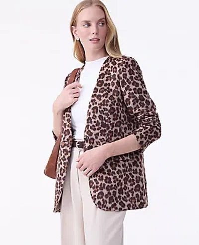 Ann Taylor The Petite Longline Collarless Blazer In Animal Print
