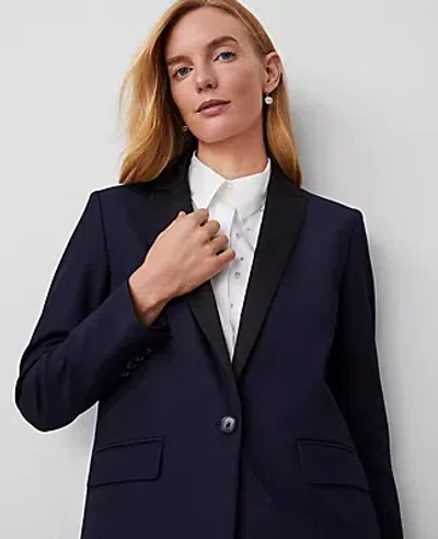 Ann Taylor The Petite Longline Tuxedo Blazer In Night Sky
