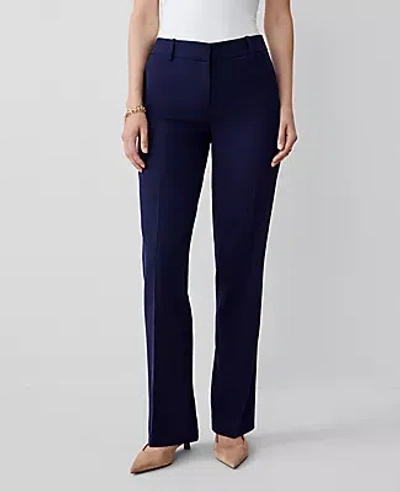 Ann Taylor The Petite Mid Rise Straight Pant In Navy
